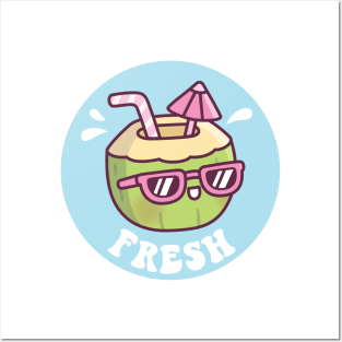 Cute Fresh Coconut Water Umbrella Summer Vibes Posters and Art